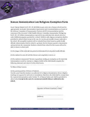 Kansas Immunization Religious Exemption Form