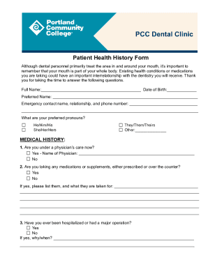 Patient Health History Form
