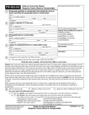 California Guardianship/Conservatorship Fee Waiver Packet