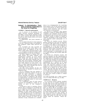 IRS Wagering Tax Regulations