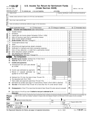 Form 1120-SF US Income Tax Return for Settlement Funds