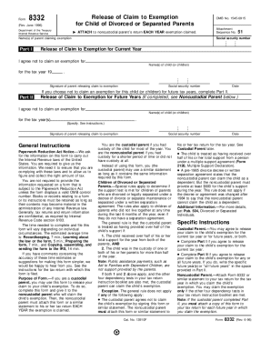 IRS Form 8332 Release of Claim to Exemption