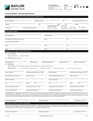 Mitochondrial Testing Requisition Form
