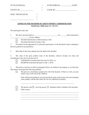 Indiana Small Estate Affidavit