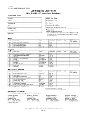 Lab Supplies Order Form
