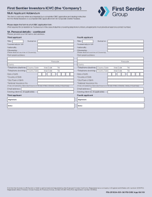 Multi Applicant Addendum for OEIC Application