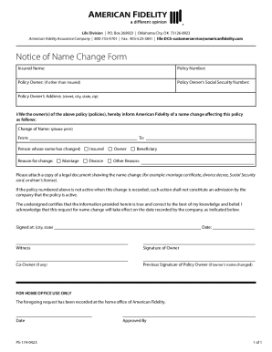 Notice of Name Change Form