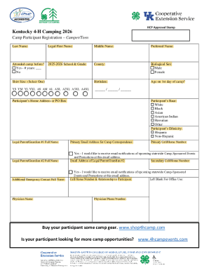Kentucky 4-H Camping 2026 Participant Registration