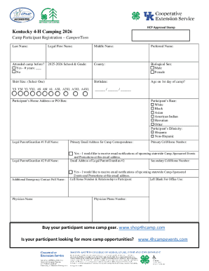 Kentucky 4-H Camping 2026 Participant Registration