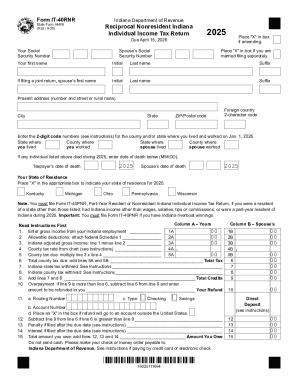 Indiana Reciprocal Nonresident Individual Income Tax Return