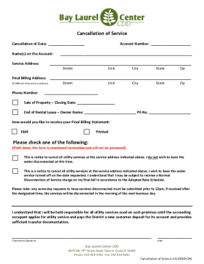 Utility Service Cancellation Form