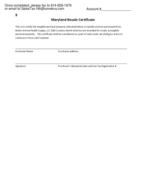 Maryland Resale Certificate