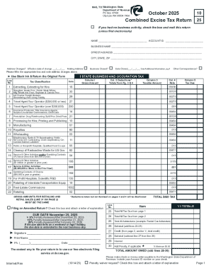 Washington State Combined Excise Tax Return