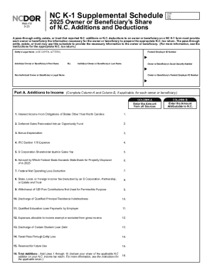 NC K-1 Supplemental Schedule