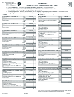 Washington State Combined Excise Tax Return Deduction Detail