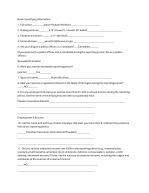 Michigan Candidate Financial Disclosure Form