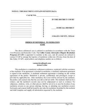 Order of Referral to Mediation