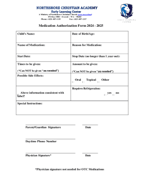 Medication Authorization Form