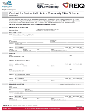 REIQ Contract for Residential Lots in Queensland