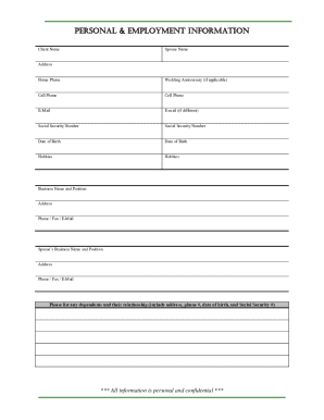 Client Personal Information Questionnaire