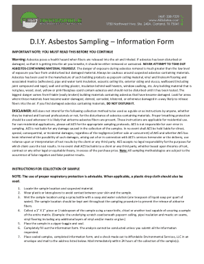 Asbestos Sampling Information Form