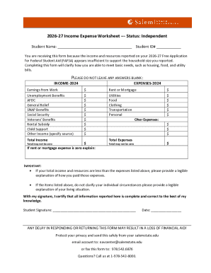 2026-27 Income Expense Worksheet