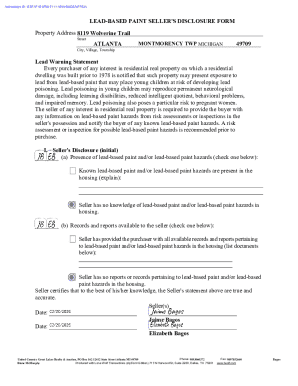 Michigan Lead-Based Paint Seller's Disclosure Form