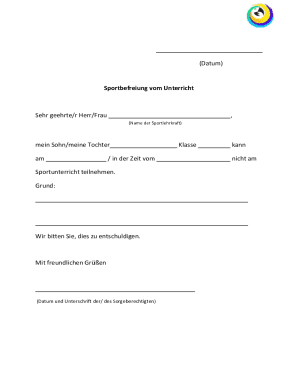 Sportbefreiung vom Unterricht