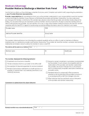 Medicare Advantage Provider Discharge Notice