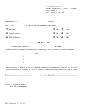 Italian School Leave Request Form