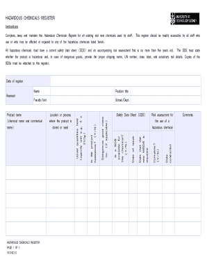 Hazardous Chemicals Register