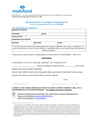 Italian Non-Deductible Contribution Declaration