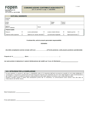Italian Non-Deductible Contribution Communication Form