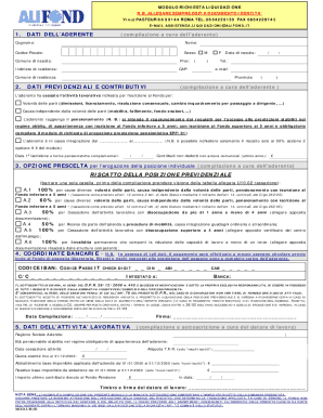 Italian Pension Fund Withdrawal Request Form