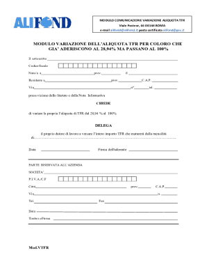 TFR Aliquota Variation Form