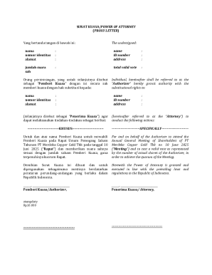 Power of Attorney Proxy Letter