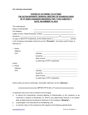 Power of Attorney for Shareholder Meeting