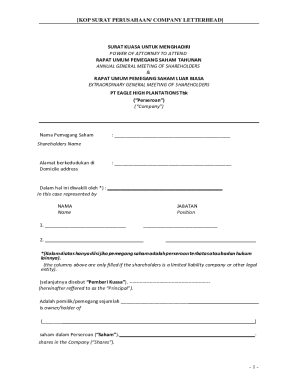 Power of Attorney for Shareholders Meeting