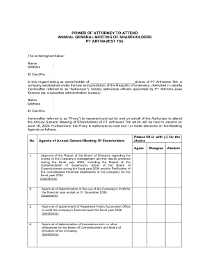 Power of Attorney for Annual General Meeting