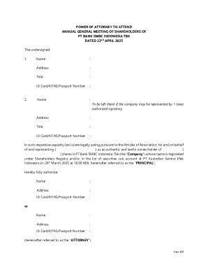 Power of Attorney for Annual General Meeting
