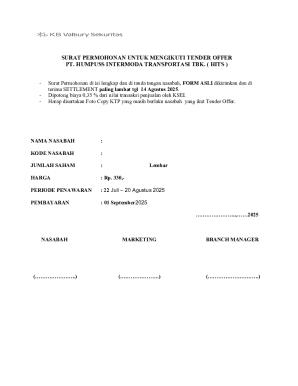 Tender Offer Application Form