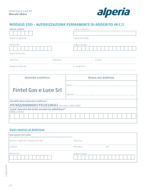 Fintel Gas e Luce Srl Direct Debit Authorization Form