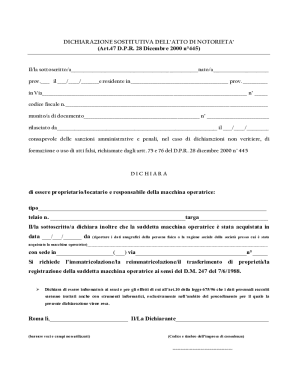 Italian Declaration of Substitution of Notoriety