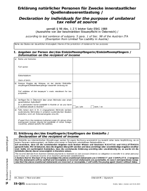 Austrian Tax Relief Declaration Form