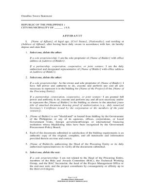 Omnibus Sworn Statement for Security Services