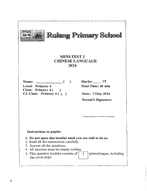 Primary 4 Chinese Exam Paper