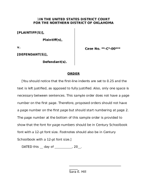 US District Court Order Template