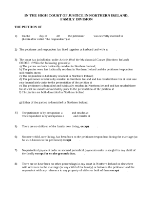 Divorce Petition Form