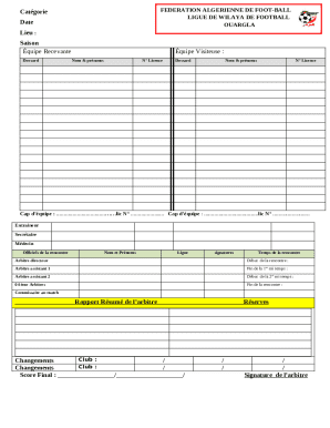 Algerian Football Match Report Form