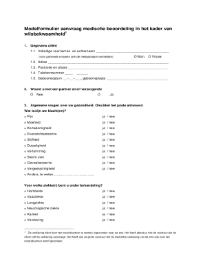 Modelformulier Aanvraag Medische Beoordeling